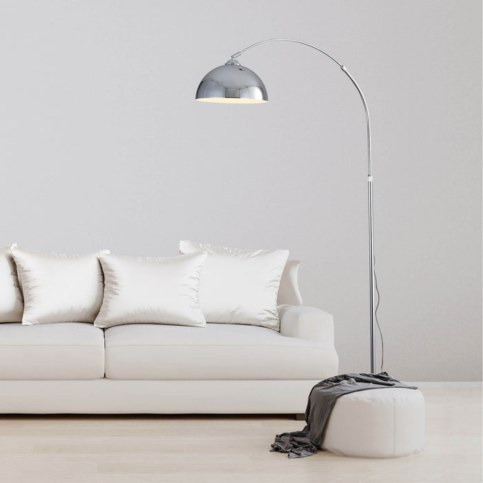 MARMO: Arc Floor Lamp with Marble Base - Available in Black, Chrome & Antique Brass)