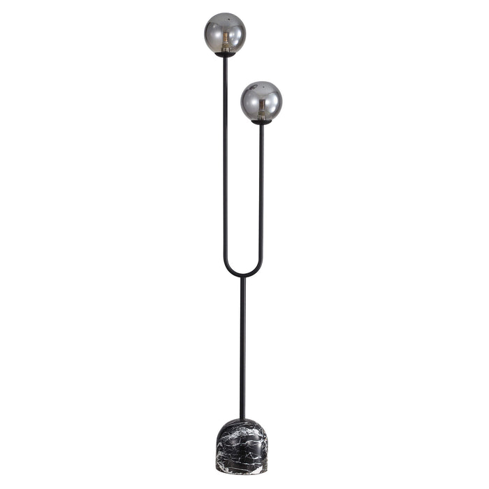 TROPEZ: Decorative Floor Lamp with 2 Opal Matt Glass Spheres Diffuser (Available in Smoke Glass & Opal Matt Glass)