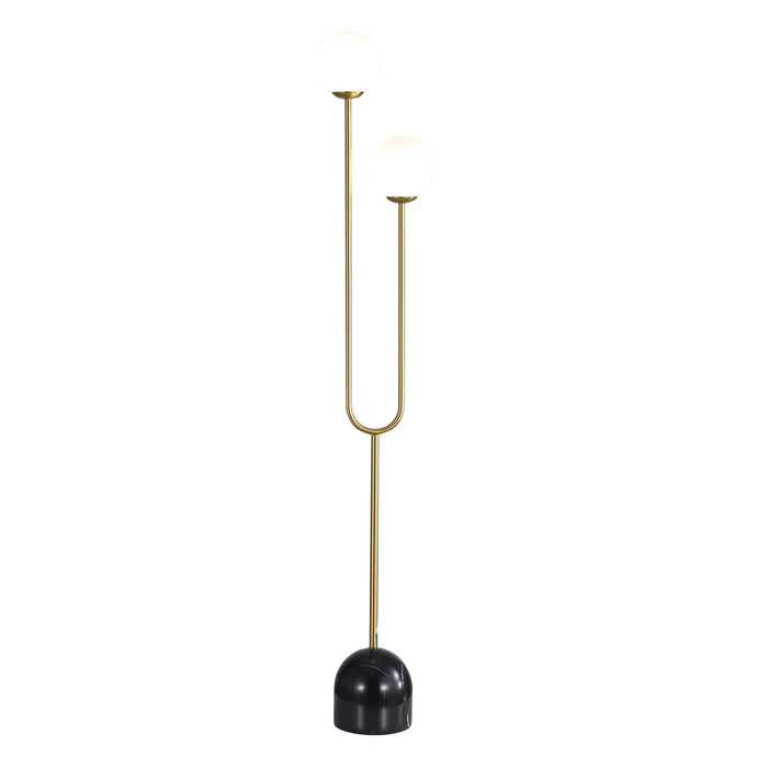 TROPEZ: Decorative Floor Lamp with 2 Opal Matt Glass Spheres Diffuser (Available in Smoke Glass & Opal Matt Glass)