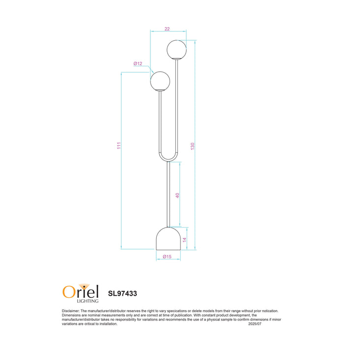 TROPEZ: Decorative Floor Lamp with 2 Opal Matt Glass Spheres Diffuser (Available in Smoke Glass & Opal Matt Glass)