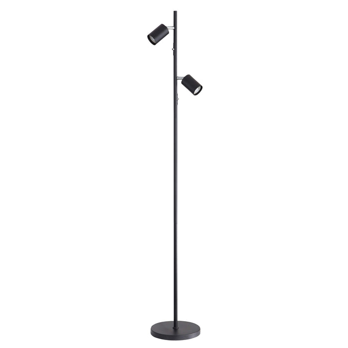 Oriel PONTE: 2 Light Adjustable Floor Lamp (Available in Black, Black/Satin Brass & White/Satin Brass)