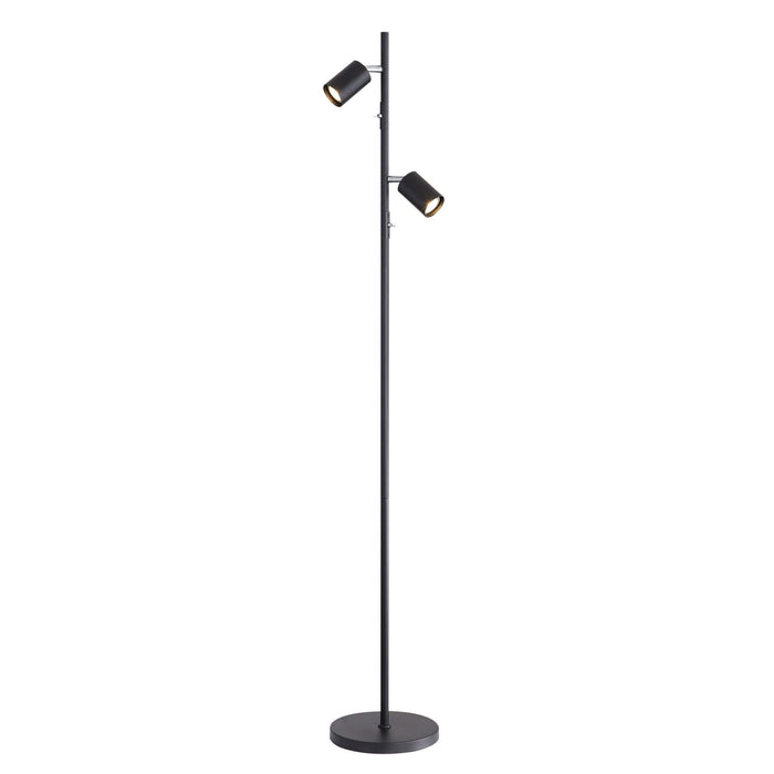 PONTE: 2 Light Adjustable Floor Lamp (Available in Black, Black/Satin Brass & White/Satin Brass)