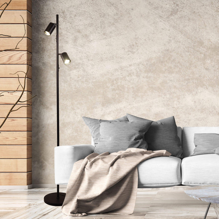 PONTE: 2 Light Adjustable Floor Lamp (Available in Black, Black/Satin Brass & White/Satin Brass)