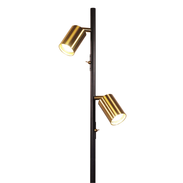 PONTE: 2 Light Adjustable Floor Lamp (Available in Black, Black/Satin Brass & White/Satin Brass)