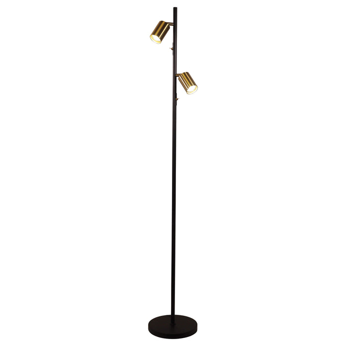 PONTE: 2 Light Adjustable Floor Lamp (Available in Black, Black/Satin Brass & White/Satin Brass)