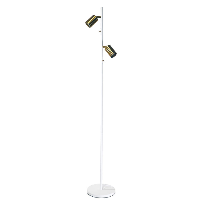 PONTE: 2 Light Adjustable Floor Lamp (Available in Black, Black/Satin Brass & White/Satin Brass)