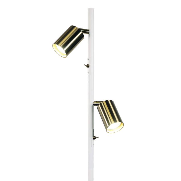 PONTE: 2 Light Adjustable Floor Lamp (Available in Black, Black/Satin Brass & White/Satin Brass)