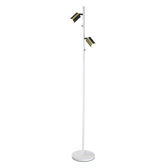 PONTE: 2 Light Adjustable Floor Lamp (Available in Black, Black/Satin Brass & White/Satin Brass)