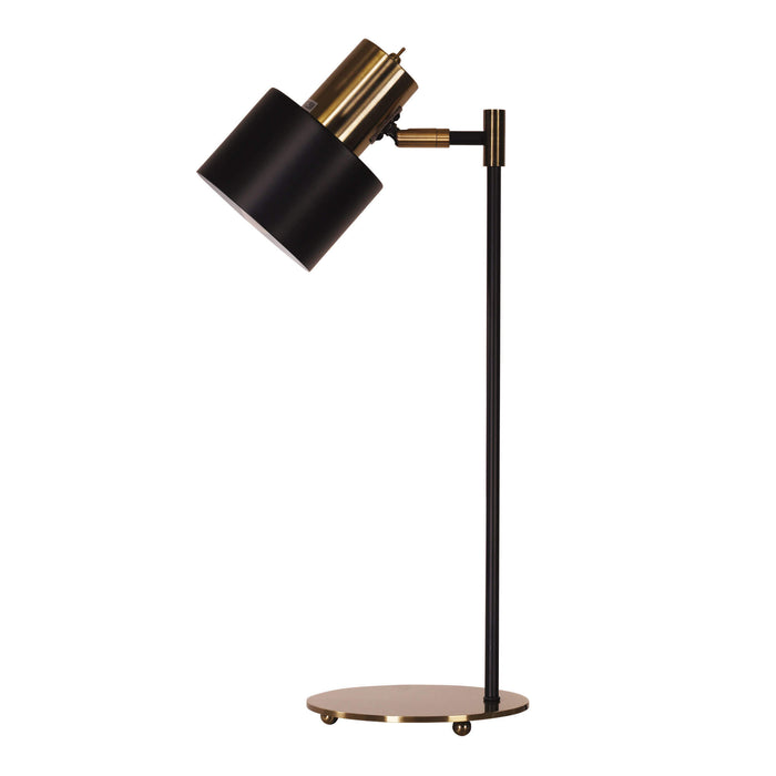 Oriel ARI: Mid-Century Task Lamp Black and Antique Brass With Adjustable Shade