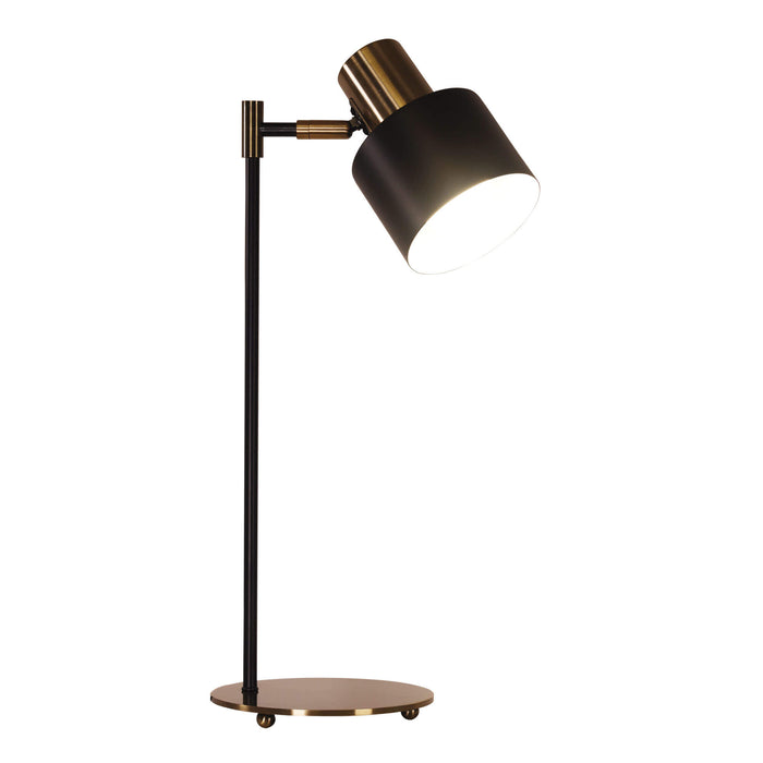 ARI: Mid-Century Task Lamp Black and Antique Brass With Adjustable Shade