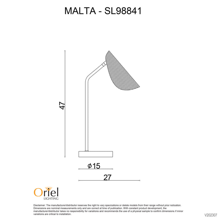 MALTA: Metal Table Lamp with Natural Rattan Shade