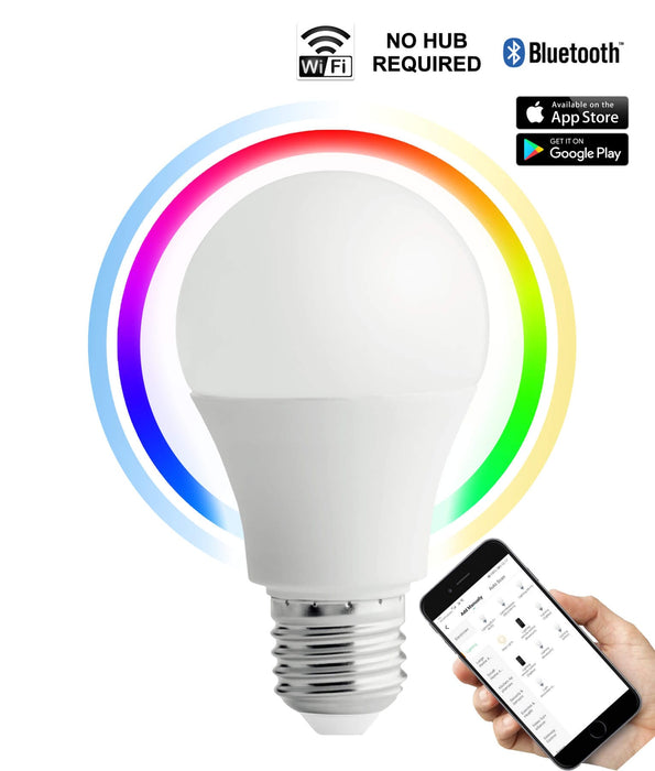 SMTGLS: 10W Frosted Smart Dimmable Tri-CCT+RGB GLS LED Globes (Avail in E27 & B22)