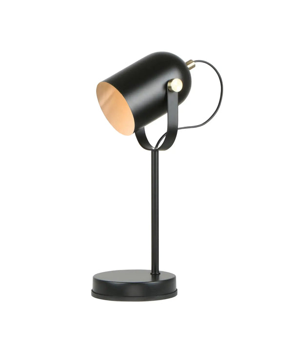 TAZZA: Ellipse Shade with Antique Brass Highlight Table Lamps (Available in Matte Black, Matte White & Glossy Cream)