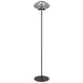 Telbix TEQUO: Black Modern LED Floor Lamp with Smoked Glass Dome Shade