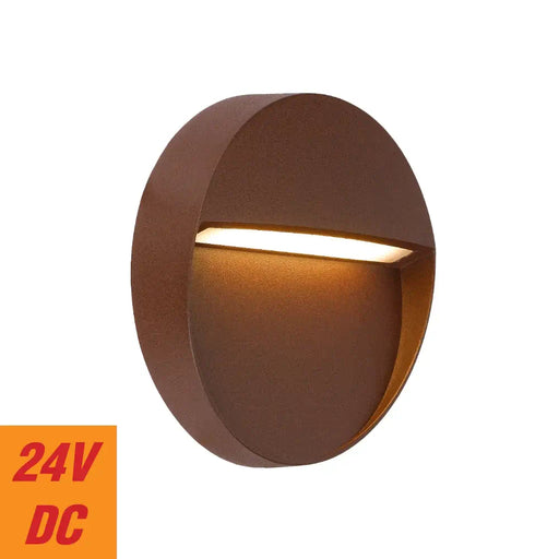 Telbix TERIN: Minimalist Round Exterior Step LED Wall Light (Available in Rust, Green & Black)