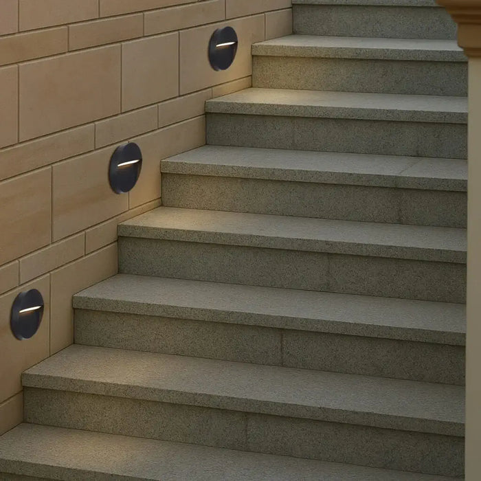 TERIN: Minimalist Round Exterior Step LED Wall Light (Available in Rust, Green & Black)