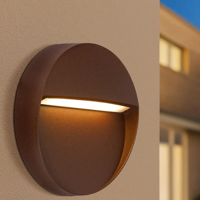 TERIN: Minimalist Round Exterior Step LED Wall Light (Available in Rust, Green & Black)