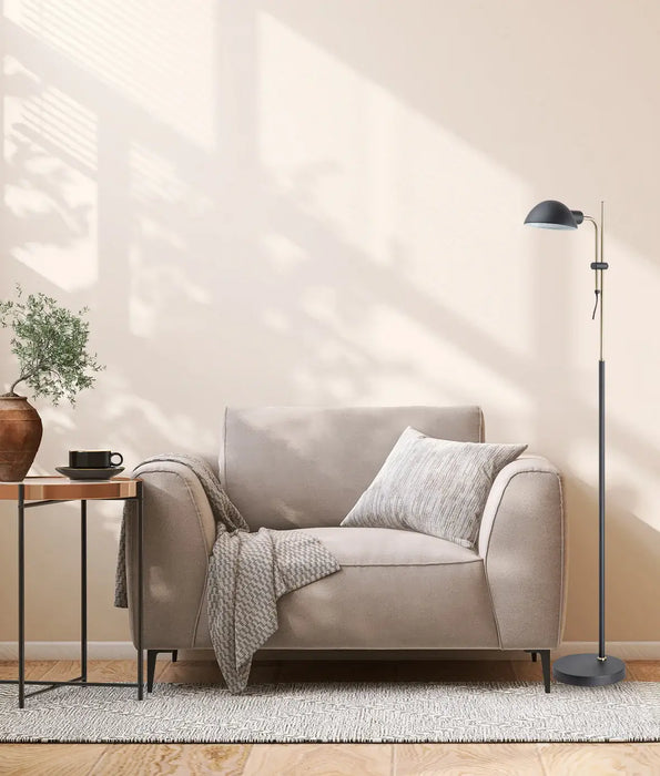 TETTU: Sand Black Adjustable Height Swivel Head Floor Lamps (Available in 1 Head & 2 Heads)