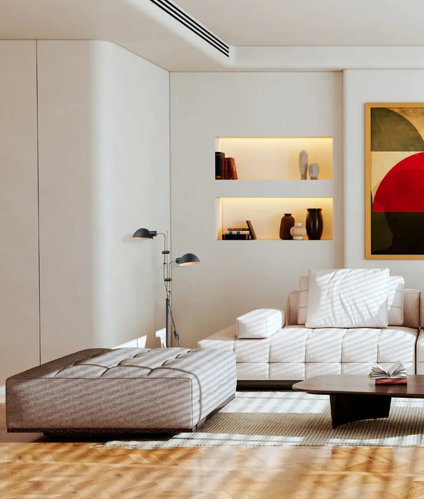 TETTU: Sand Black Adjustable Height Swivel Head Floor Lamps (Available in 1 Head & 2 Heads)