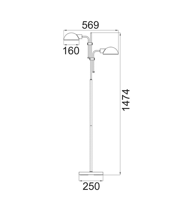 TETTU: Sand Black Adjustable Height Swivel Head Floor Lamps (Available in 1 Head & 2 Heads)