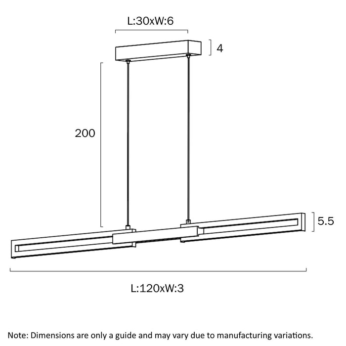 THORIN: Linear 3CCT LED Integrated Pendant Light (Available in Black & White, 120cm & 180cm)