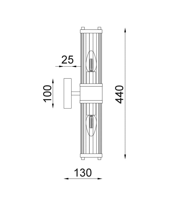 TIEMPO: Interior Up/Down Tubular Clear Glass Wall Lights (Available in Black, White, Antique Brass, Chrome & Satin Chrome)