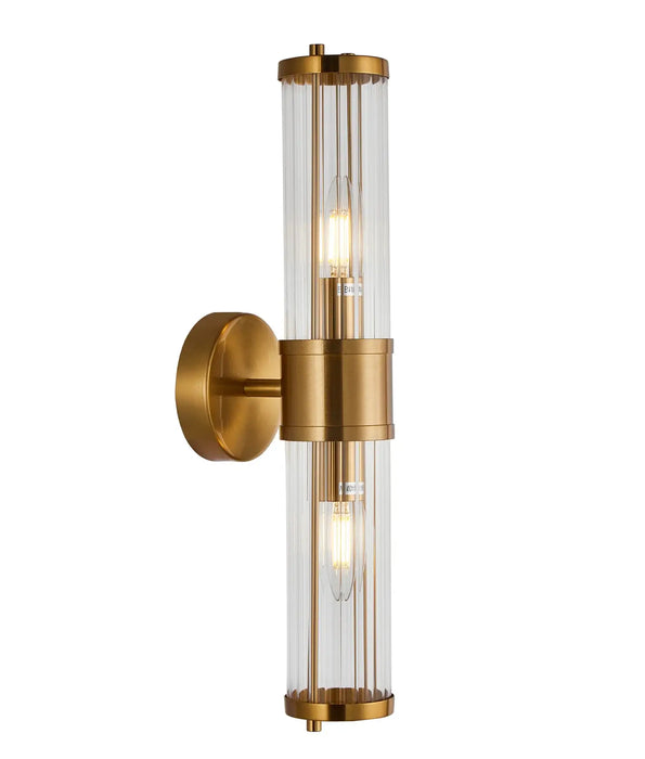 CLA TIEMPO: Interior Up/Down Tubular Clear Glass Wall Lights (Available in Black, White, Antique Brass, Chrome & Satin Chrome)