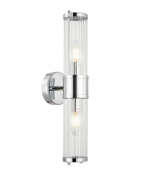 TIEMPO: Interior Up/Down Tubular Clear Glass Wall Lights (Available in Black, White, Antique Brass, Chrome & Satin Chrome)