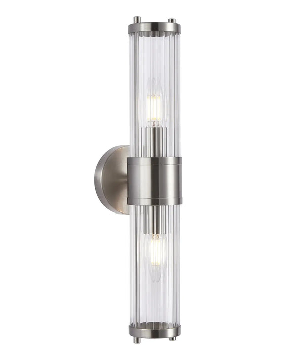 TIEMPO: Interior Up/Down Tubular Clear Glass Wall Lights (Available in Black, White, Antique Brass, Chrome & Satin Chrome)