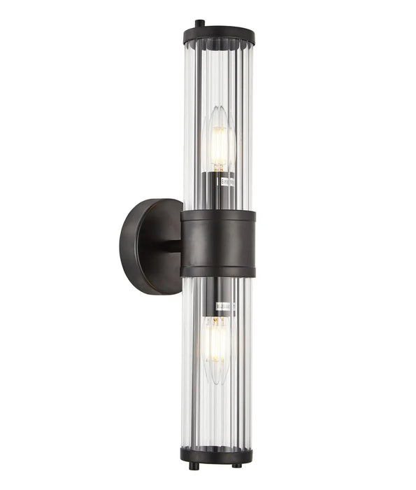 TIEMPO: Interior Up/Down Tubular Clear Glass Wall Lights (Available in Black, White, Antique Brass, Chrome & Satin Chrome)