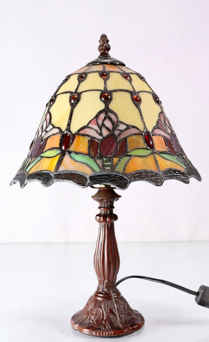 Red Tulip Leadlight Table Lamp (Avail in 3 sizes)