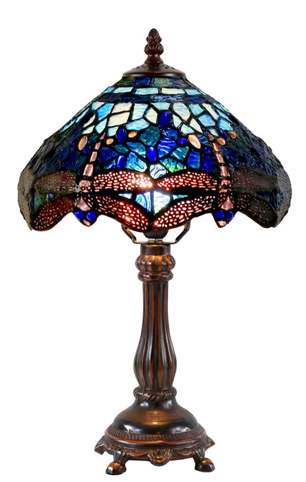 Blue Dragonfly Leadlight Table Lamp (Avail in 2 sizes)
