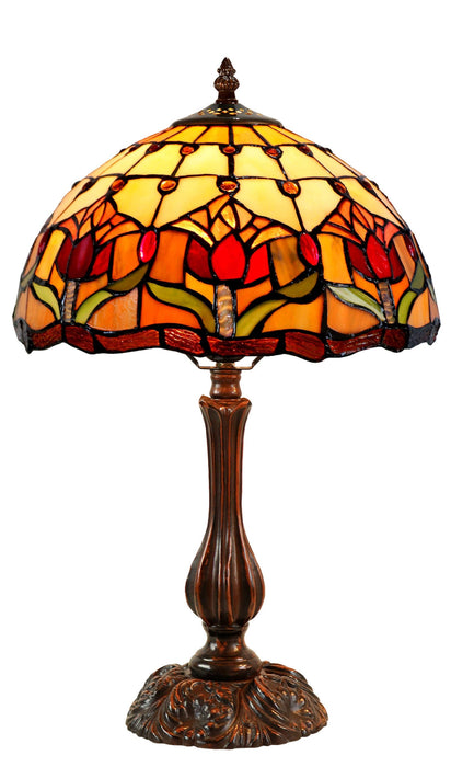 Red Tulip Leadlight Table Lamp (Avail in 3 sizes)