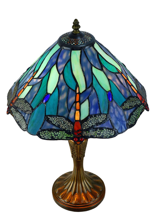 ANNIKA: Blue Dragonfly Leadlight Table Lamp