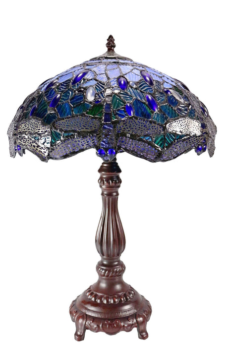 Blue Dragonfly Leadlight Table Lamp (Avail in 2 sizes)