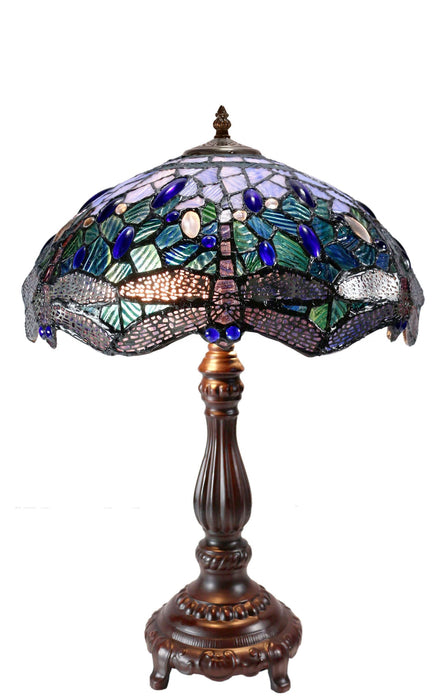 Blue Dragonfly Leadlight Table Lamp (Avail in 2 sizes)