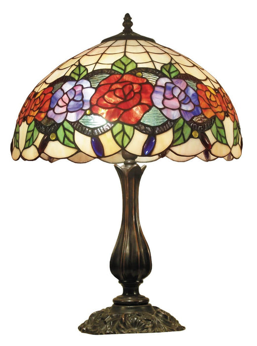 Red Rose Leadlight Table Lamp (Avail in 2 sizes)