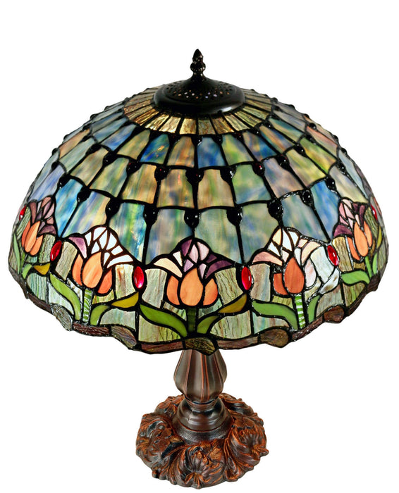 MAUVE: Tulip Leadlight Table Lamp (Avail in 2 sizes)