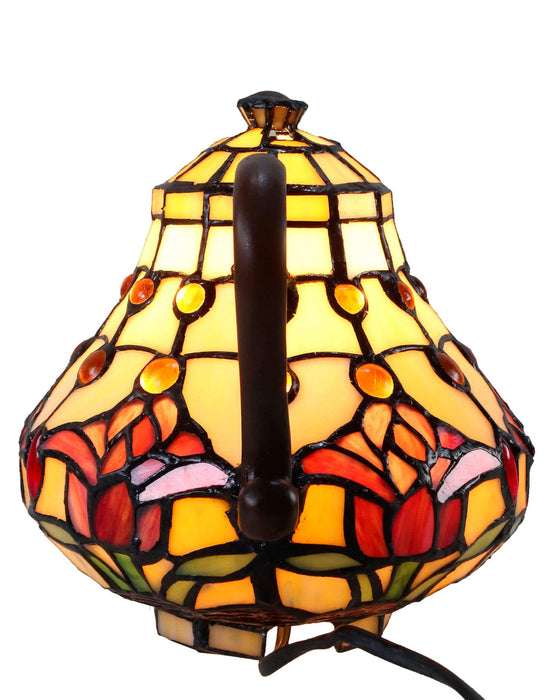 Red Tulip Teapot Leadlight Table Lamp