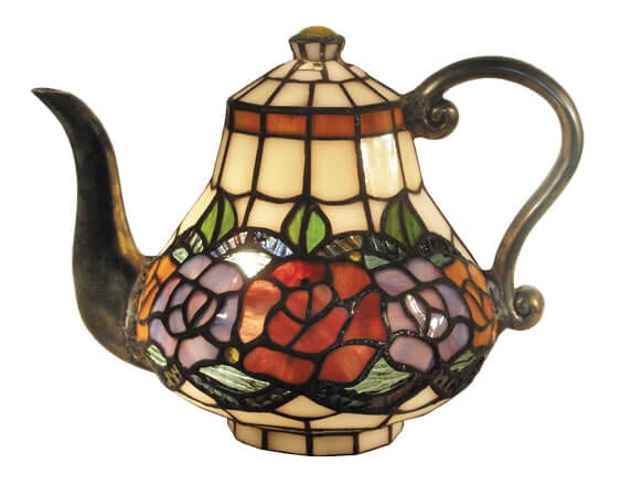 Red Rose Teapot Leadlight Table Lamp