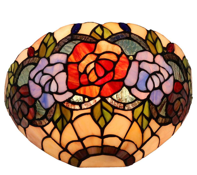 Red Rose Leadlight Wall Lamp
