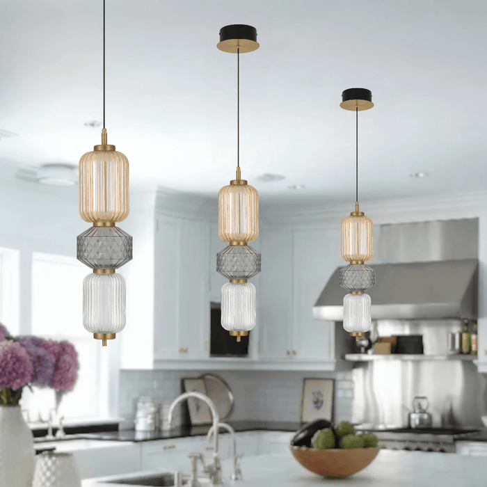 TORSO: Versatile Glass LED Pendant Light (Available in Brass & Black, 3 Light & 5 Light)