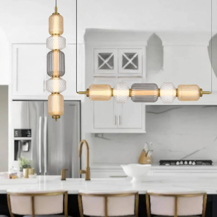 TORSO: Versatile Glass LED Pendant Light (Available in Brass & Black, 3 Light & 5 Light)