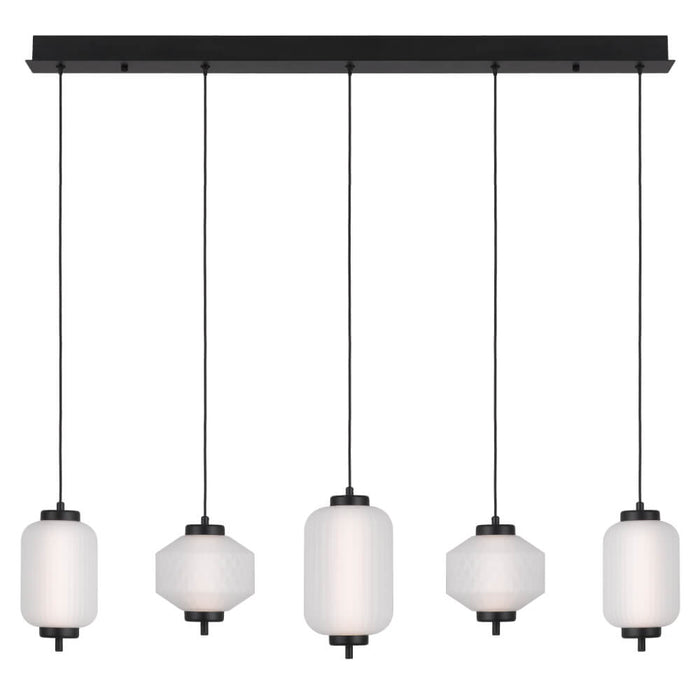 TORSO: 5 Light Glass Linear LED Bar Pendant Light (Available in Brass & Black)