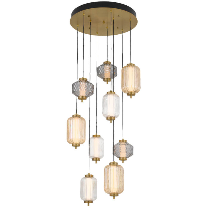 TORSO: 9 Light Glass LED Pendant Light (Available in Brass & Black)