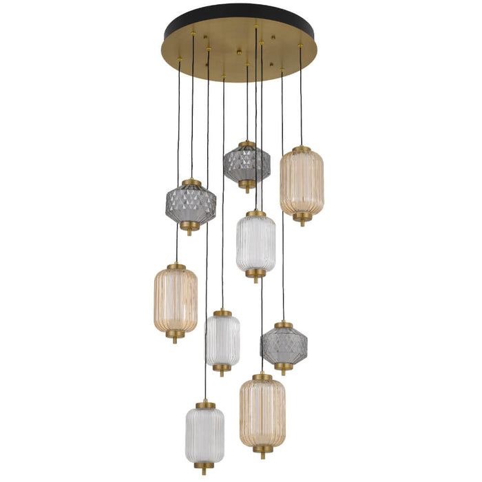 TORSO: 9 Light Glass LED Pendant Light (Available in Brass & Black)