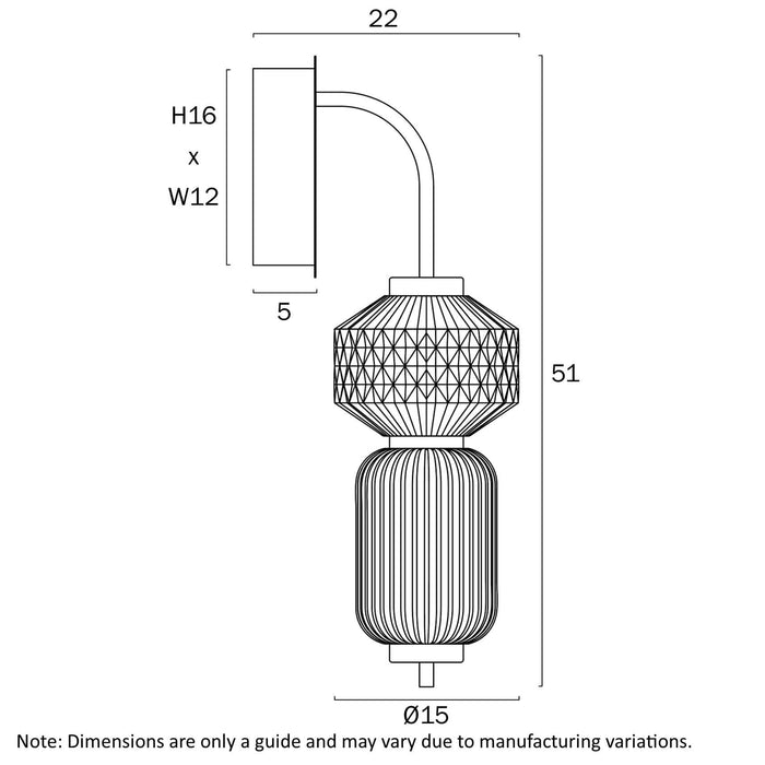 TORSO: IP20 3000K LED Wall Light with Glass Shade (available in Black & Brass)