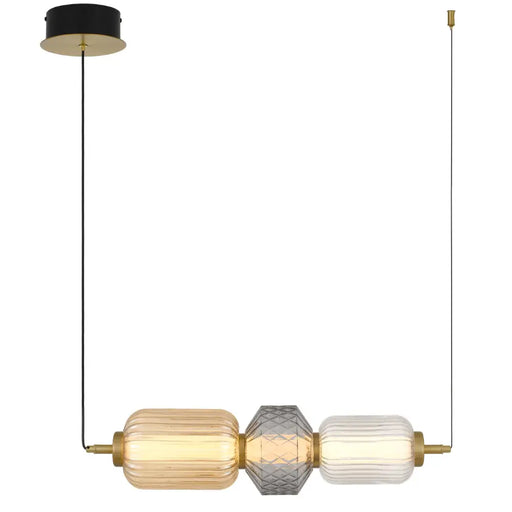 Telbix TORSO: Versatile Glass LED Pendant Light (Available in Brass & Black, 3 Light & 5 Light)