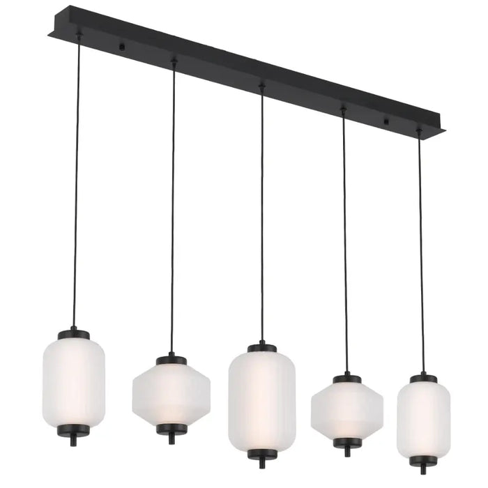 TORSO: 5 Light Glass Linear LED Bar Pendant Light (Available in Brass & Black)