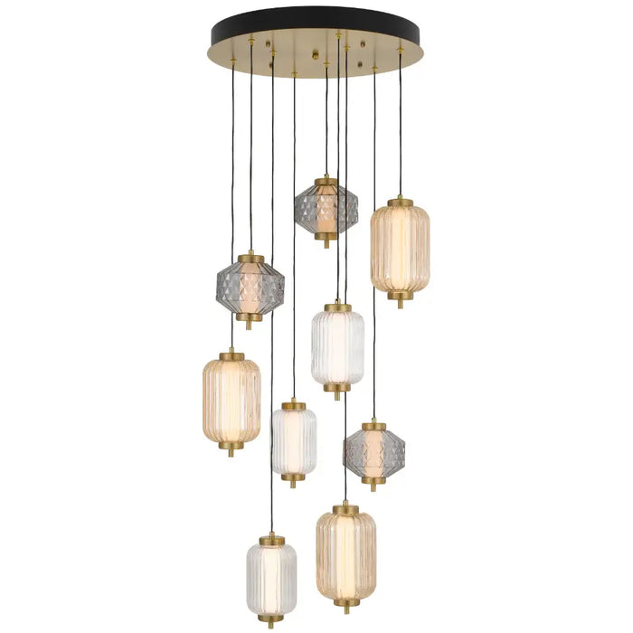 TORSO: 9 Light Glass LED Pendant Light (Available in Brass & Black)